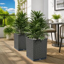 Durable Black Garden Planters Set of 2, 30x30x37cm