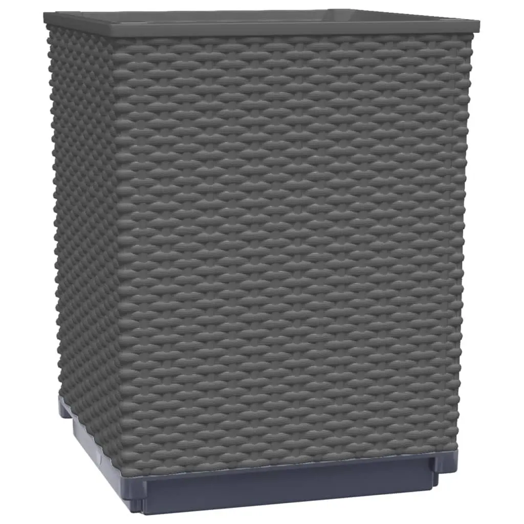 Set of 4 Black Square Planter Pots for Outdoor Garden and Patio Decor 30x30x37cm