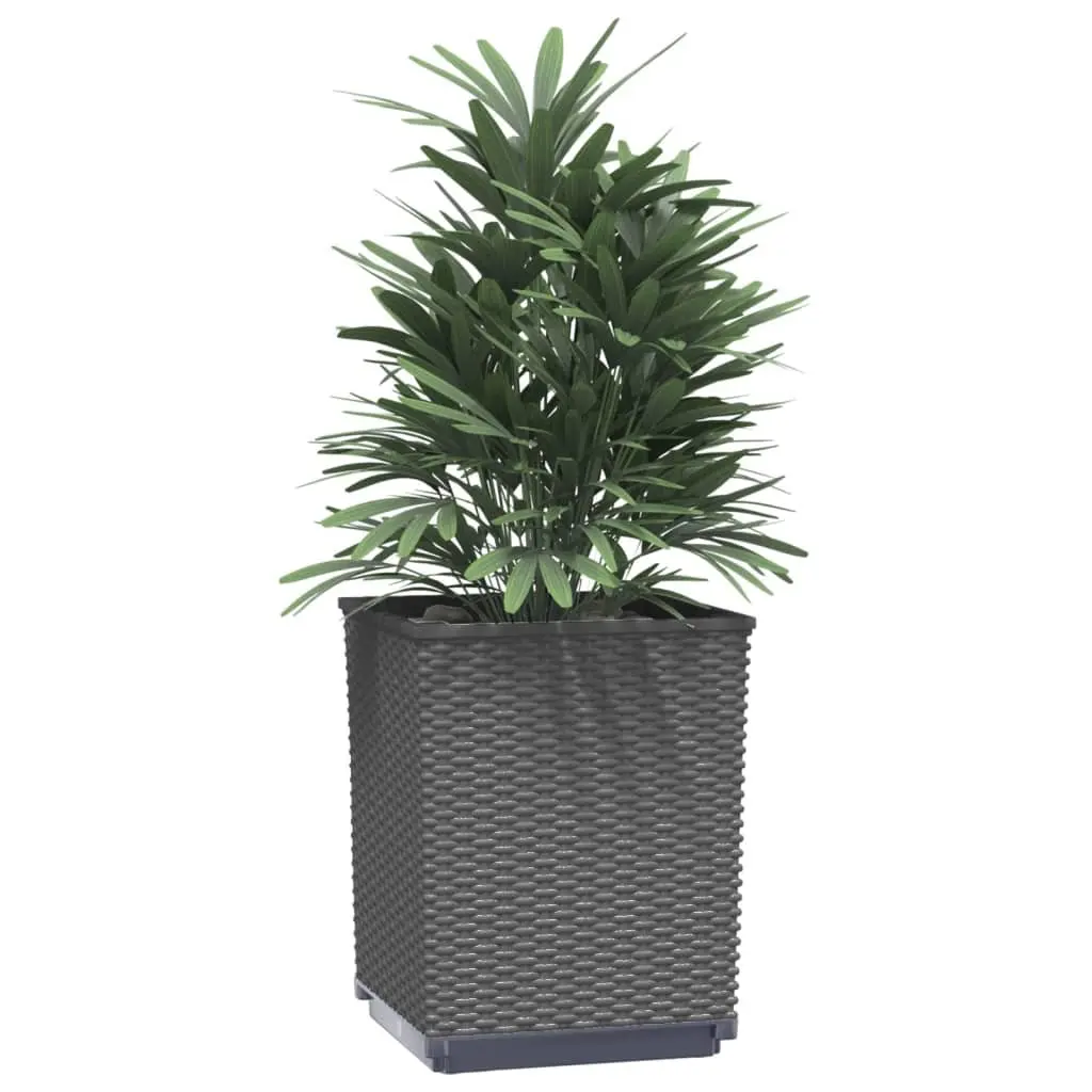 Set of 4 Black Square Planter Pots for Outdoor Garden and Patio Decor 30x30x37cm
