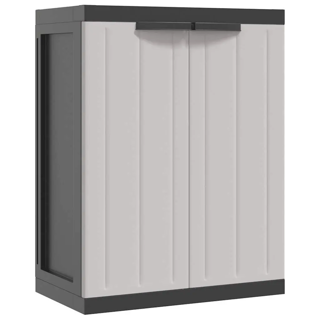 Outdoor Storage Cabinet Lockable Adjustable Shelves Grey Black 65W x 37D x 85H cm