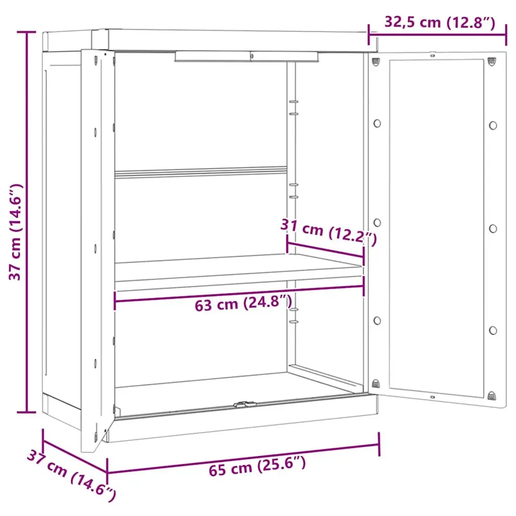 Outdoor Storage Cabinet Lockable Adjustable Shelves Grey Black 65W x 37D x 85H cm