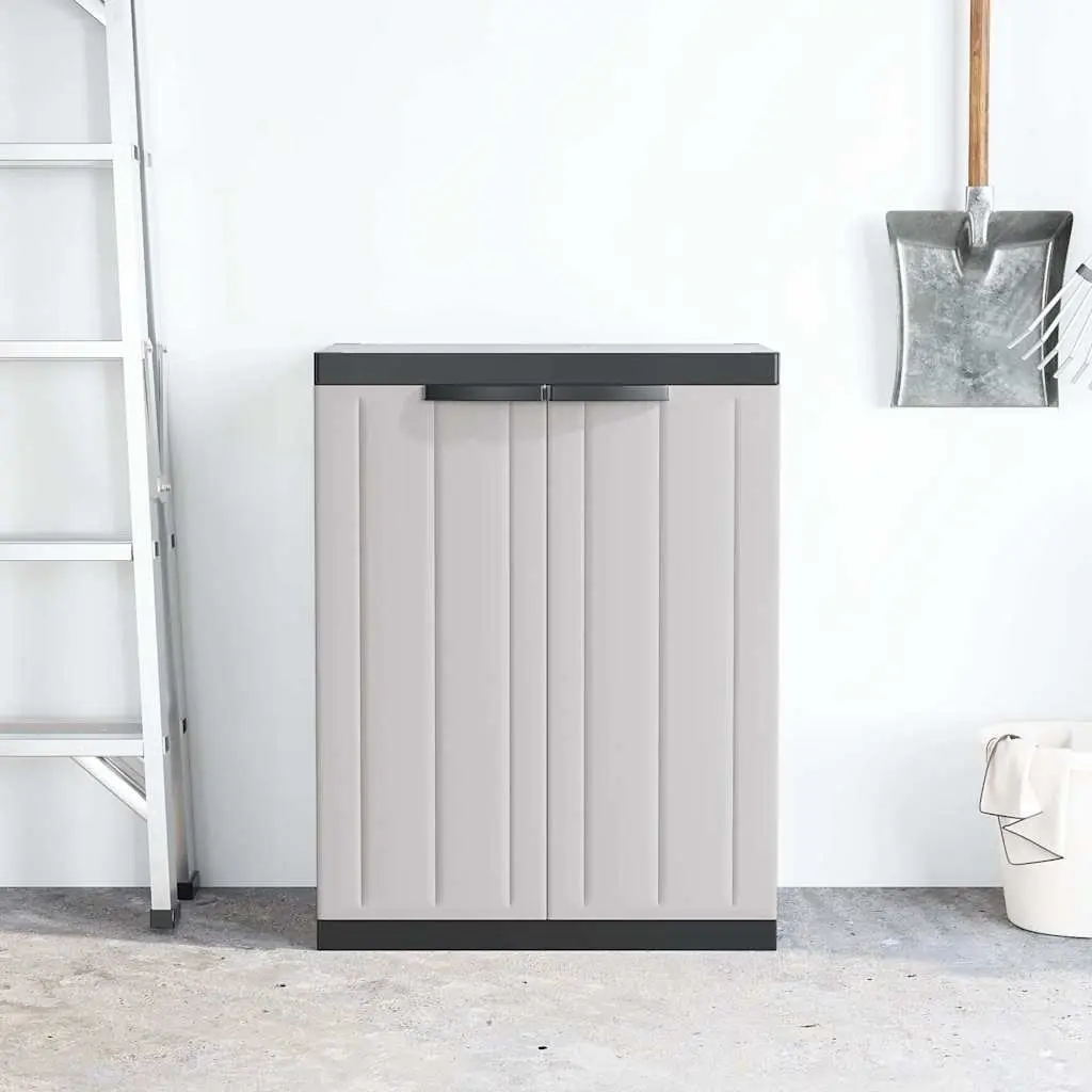Outdoor Storage Cabinet Lockable Adjustable Shelves Grey Black 65W x 37D x 85H cm