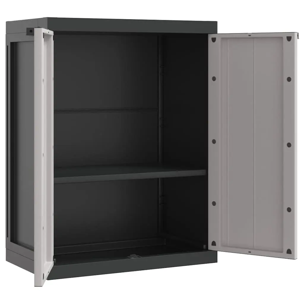Outdoor Storage Cabinet Lockable Adjustable Shelves Grey Black 65W x 37D x 85H cm