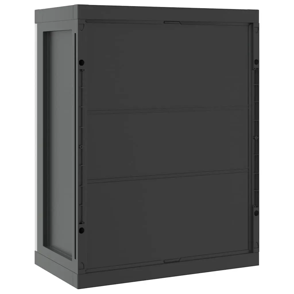 Outdoor Storage Cabinet Lockable Adjustable Shelves Grey Black 65W x 37D x 85H cm