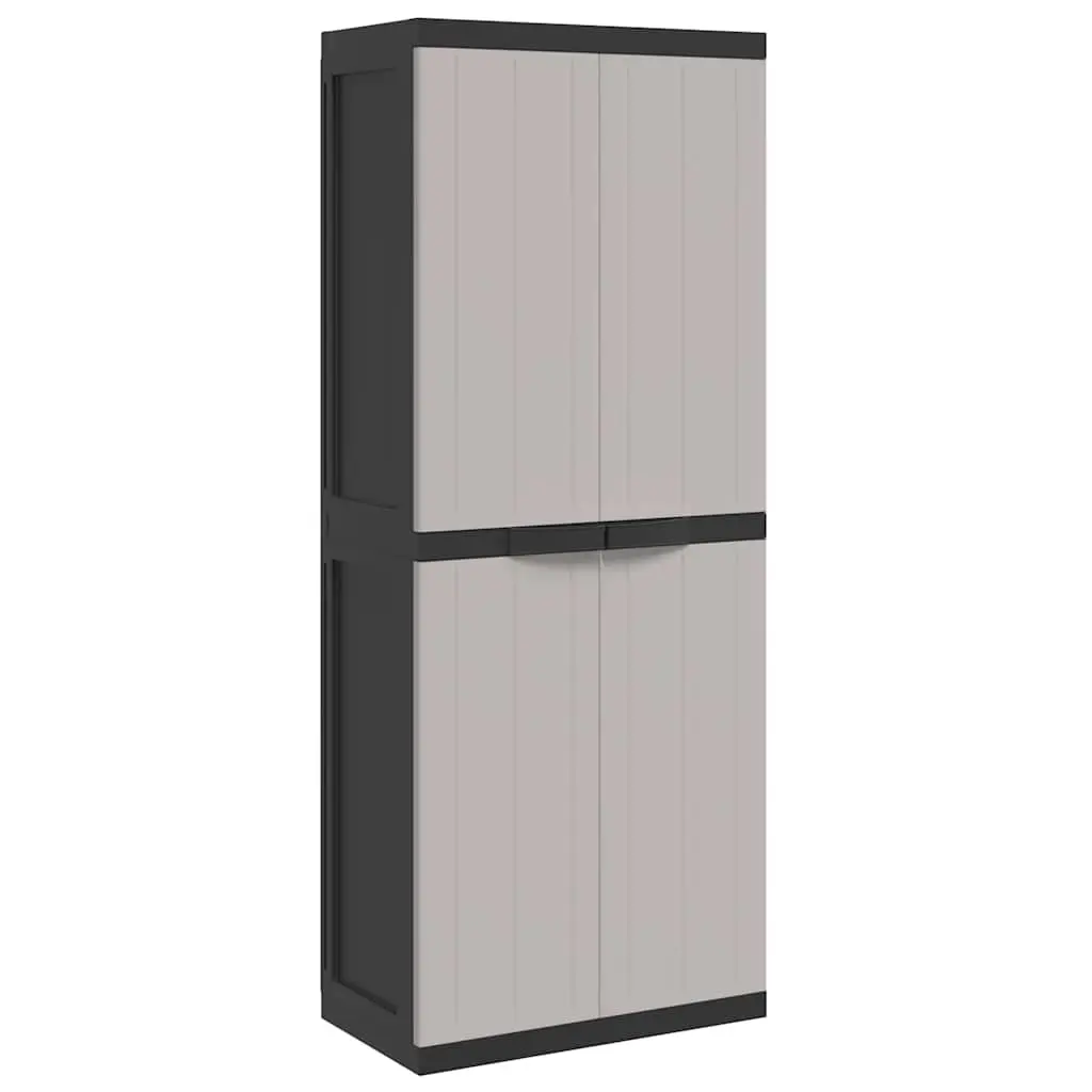 Outdoor Storage Cabinet Lockable Adjustable Shelves Grey Black 65 x 37 x 165 cm