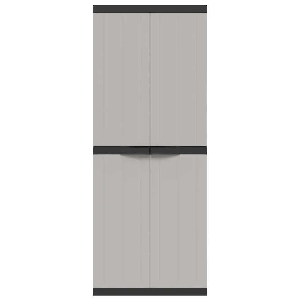 Outdoor Storage Cabinet Lockable Adjustable Shelves Grey Black 65 x 37 x 165 cm