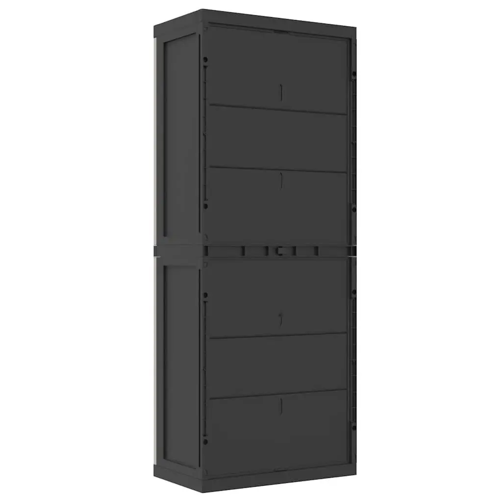 Outdoor Storage Cabinet Lockable Adjustable Shelves Grey Black 65 x 37 x 165 cm