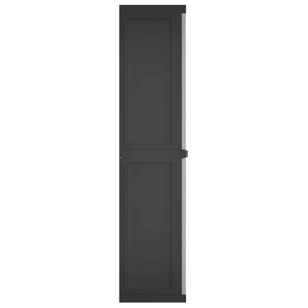Outdoor Storage Cabinet Lockable Adjustable Shelves Grey Black 65 x 37 x 165 cm