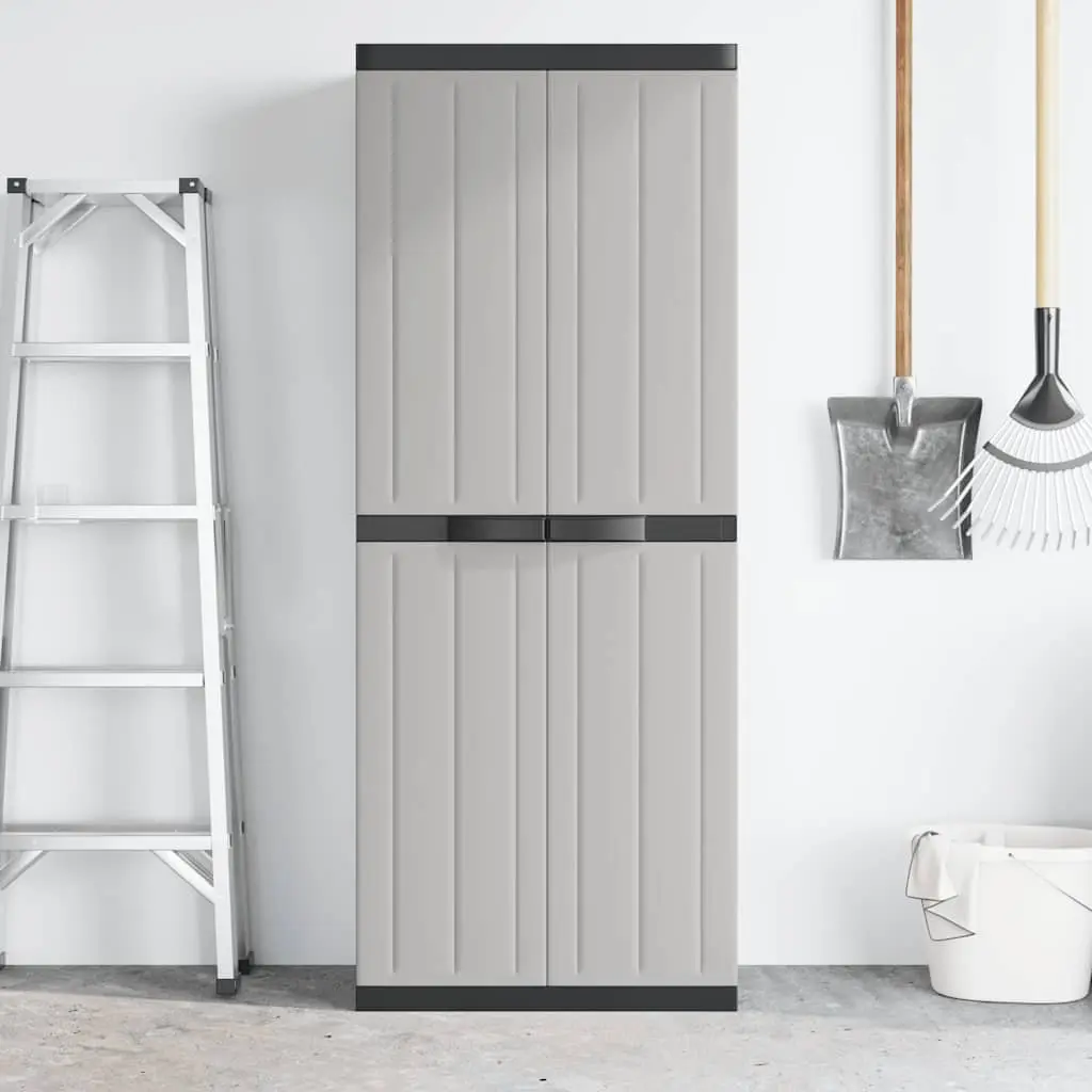 Outdoor Storage Cabinet Lockable Grey Black 65x37x165cm Garden Cupboard