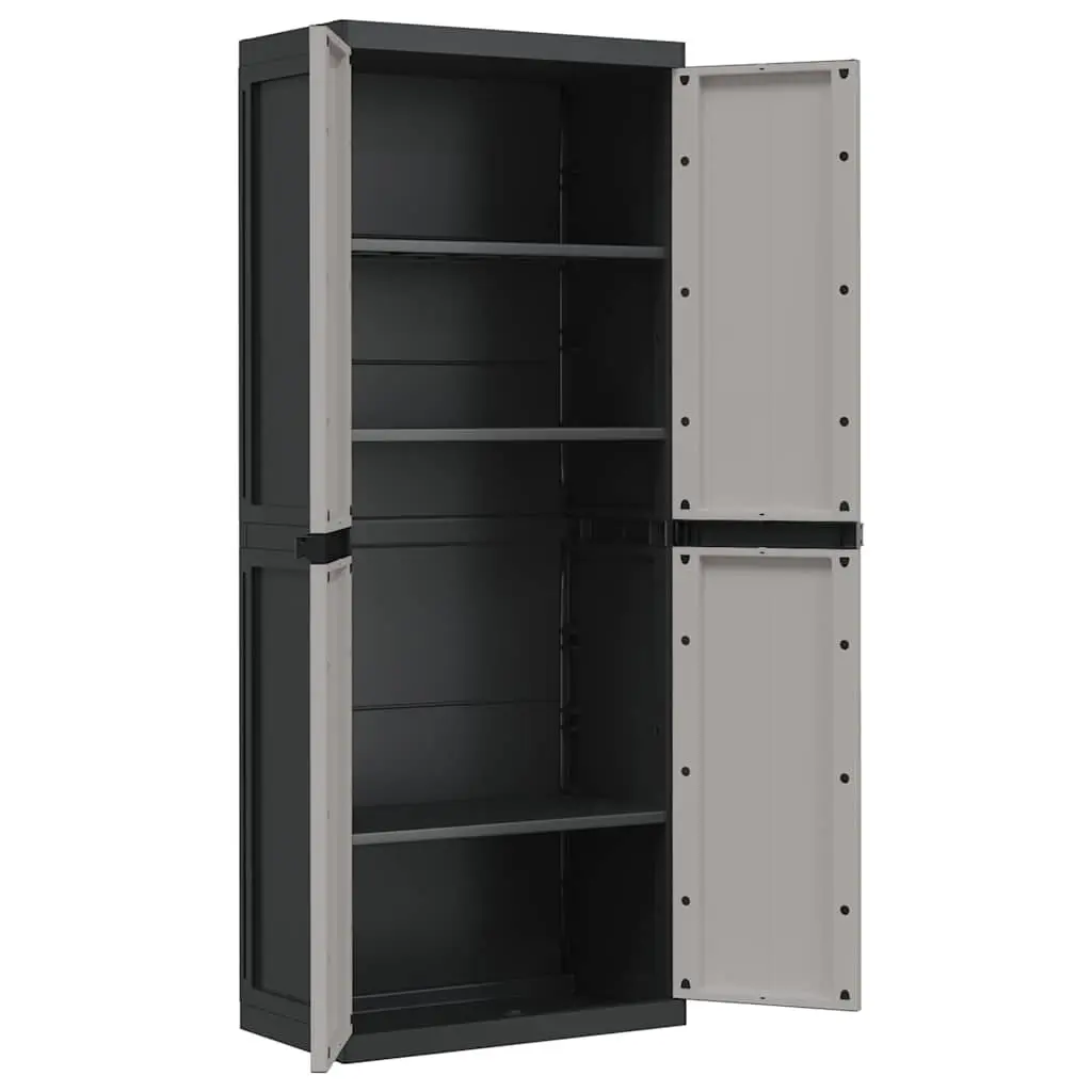 Outdoor Storage Cabinet Lockable Grey Black 65x37x165cm Garden Cupboard