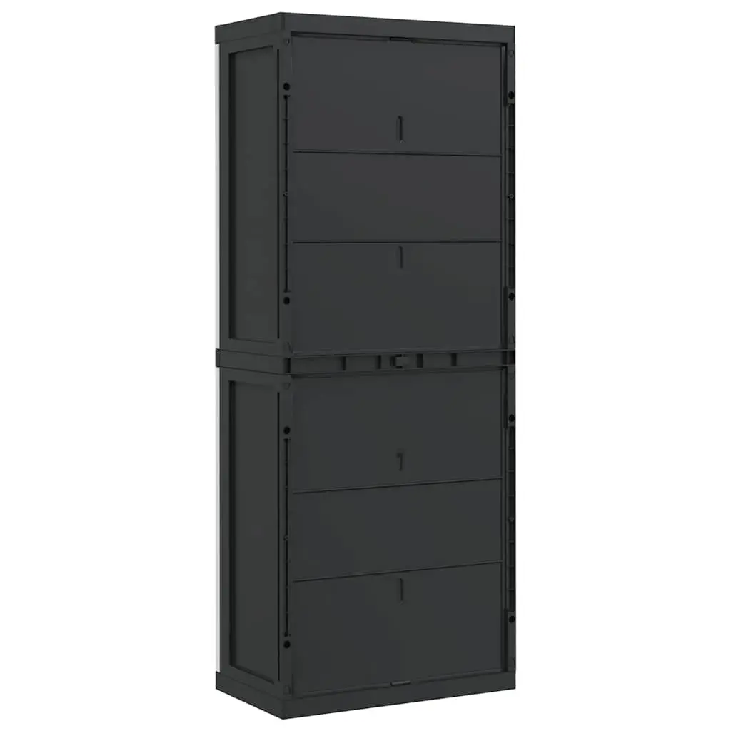 Outdoor Storage Cabinet Lockable Grey Black 65x37x165cm Garden Cupboard