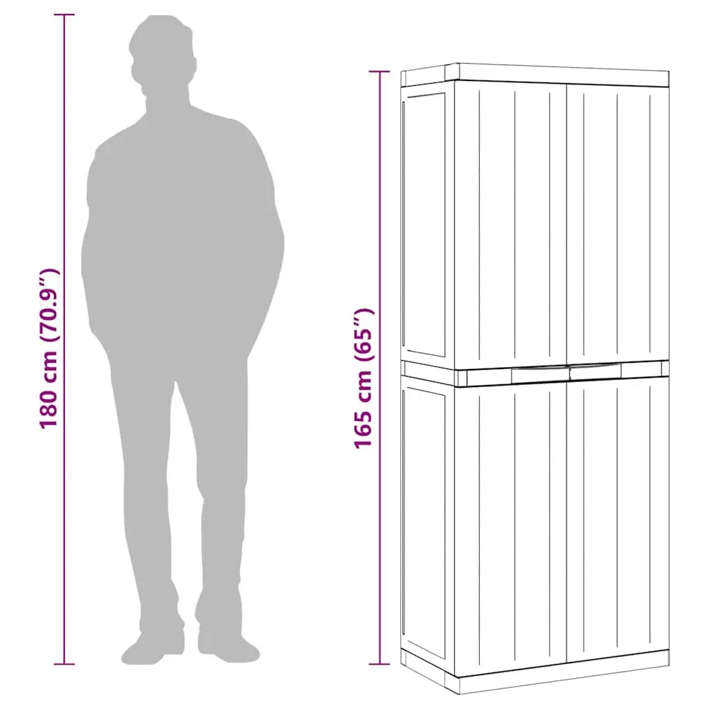 Outdoor Storage Cabinet Lockable Shelf Organiser 65 x 37 x 165 cm Black
