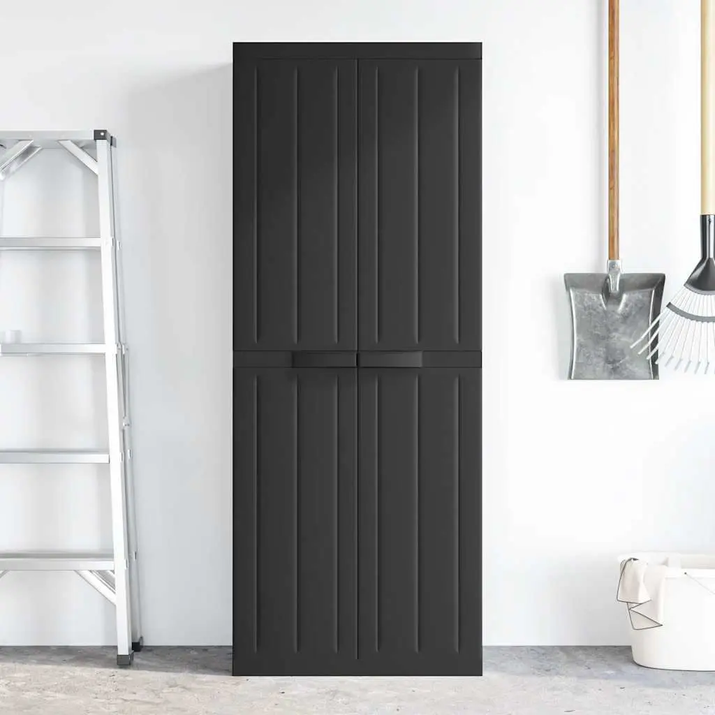 Outdoor Storage Cabinet Lockable Shelf Organiser 65 x 37 x 165 cm Black