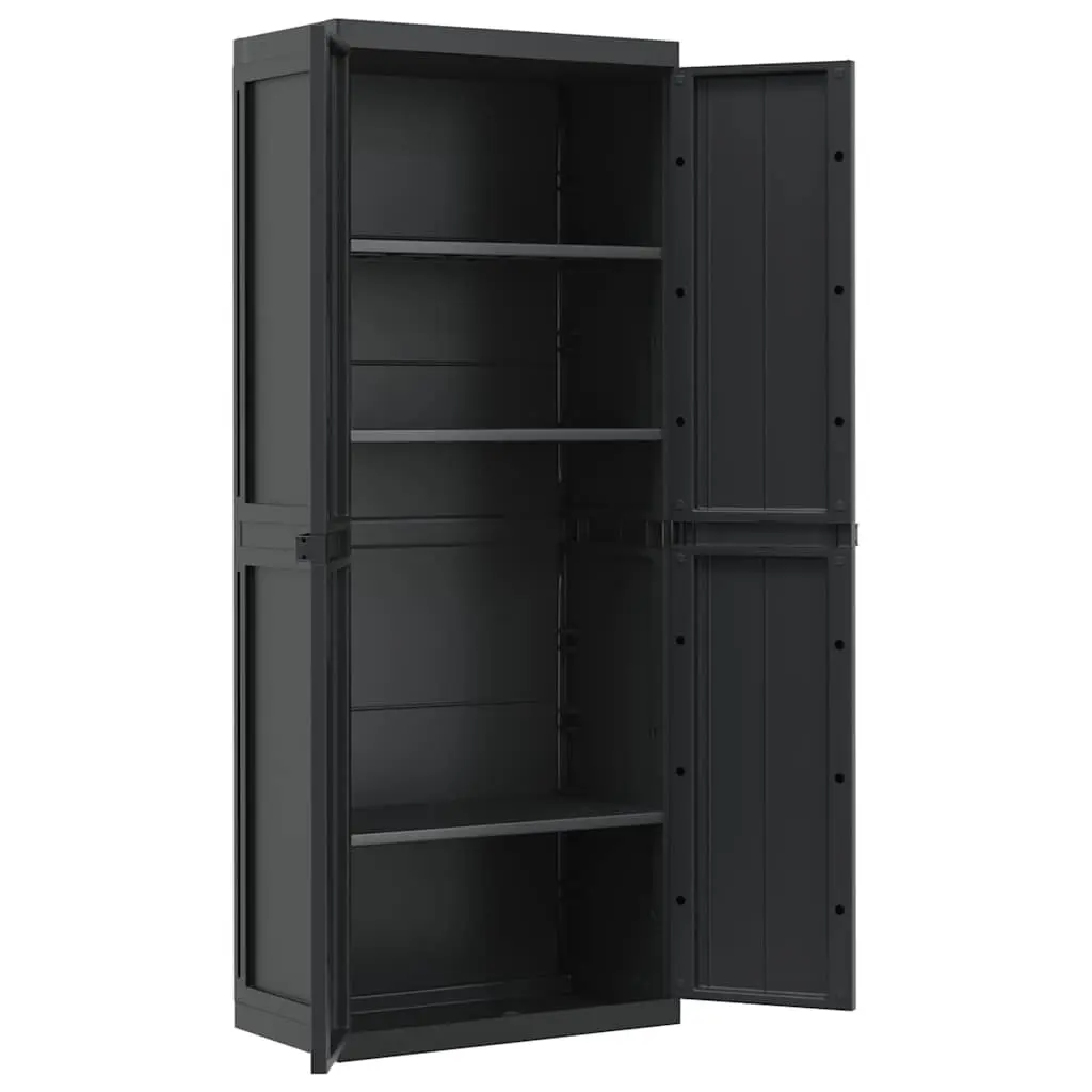 Outdoor Storage Cabinet Lockable Shelf Organiser 65 x 37 x 165 cm Black