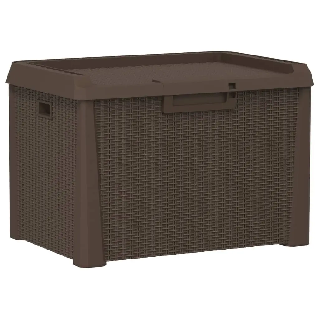 Outdoor Cushion Chest Brown Rattan Look 125L Garden Storage Box Patio Furniture