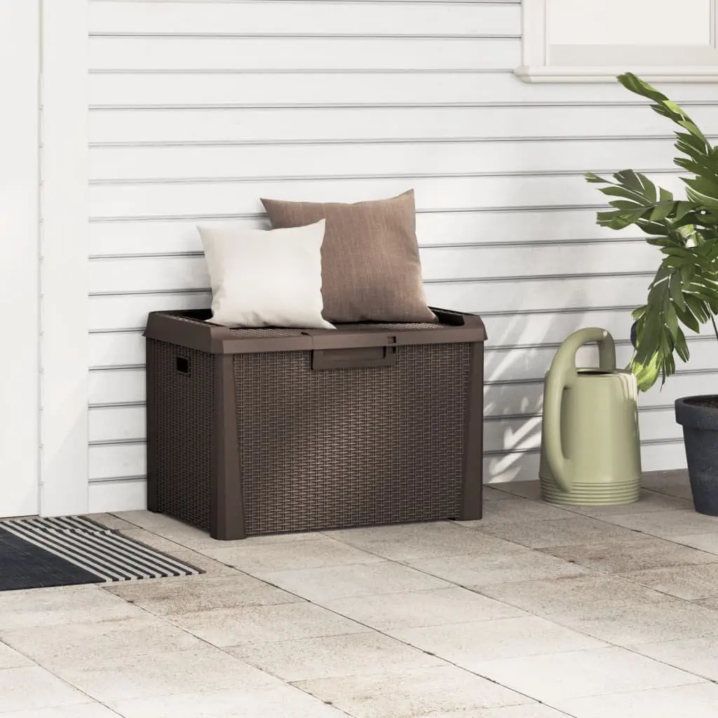Outdoor Cushion Chest Brown Rattan Look 125L Garden Storage Box Patio Furniture