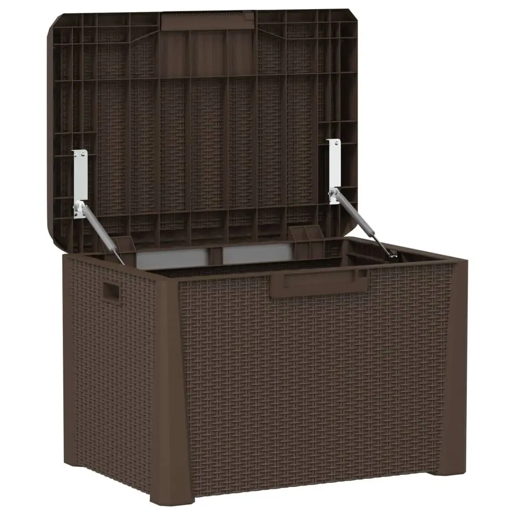Outdoor Cushion Chest Brown Rattan Look 125L Garden Storage Box Patio Furniture
