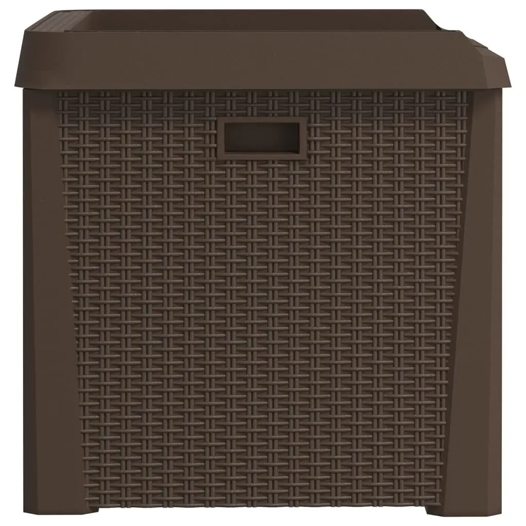 Outdoor Cushion Chest Brown Rattan Look 125L Garden Storage Box Patio Furniture