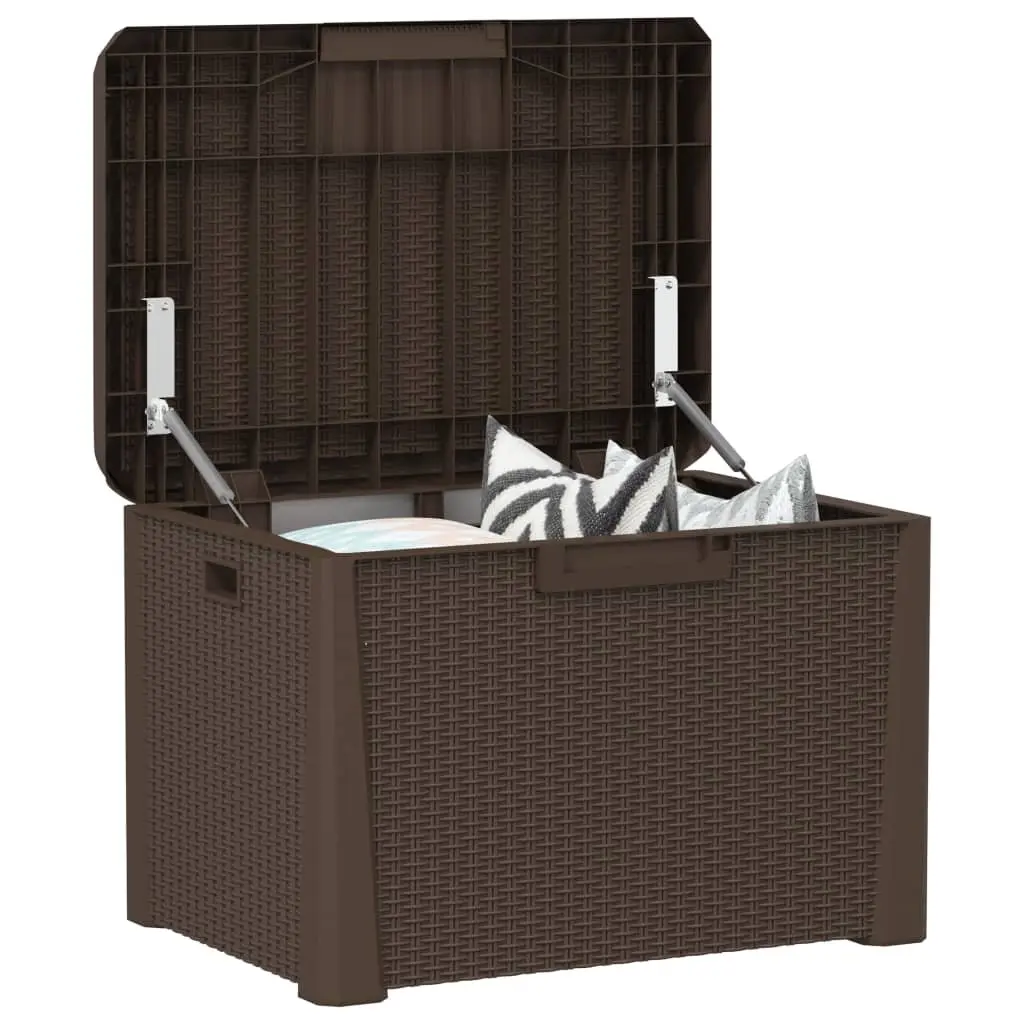 Outdoor Cushion Chest Brown Rattan Look 125L Garden Storage Box Patio Furniture