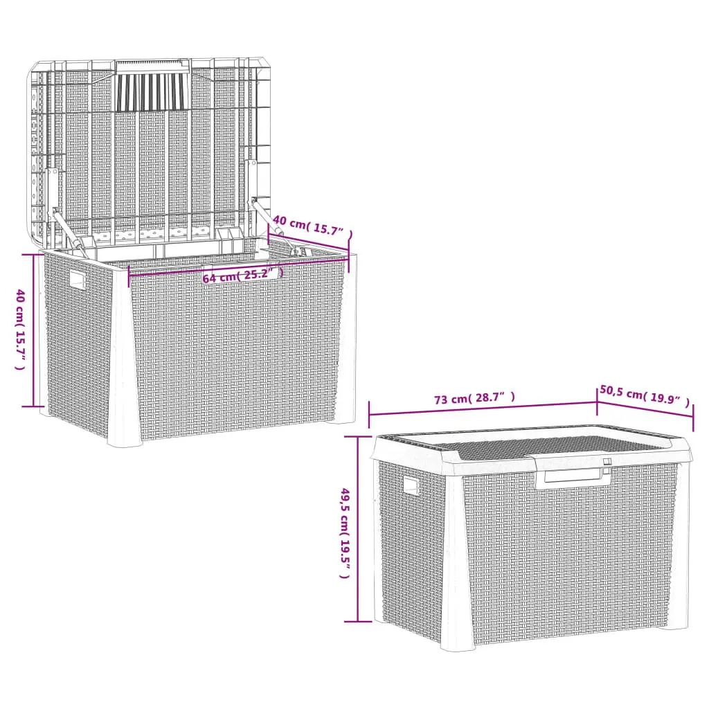Outdoor Cushion Chest Brown Rattan Look 125L Garden Storage Box Patio Furniture