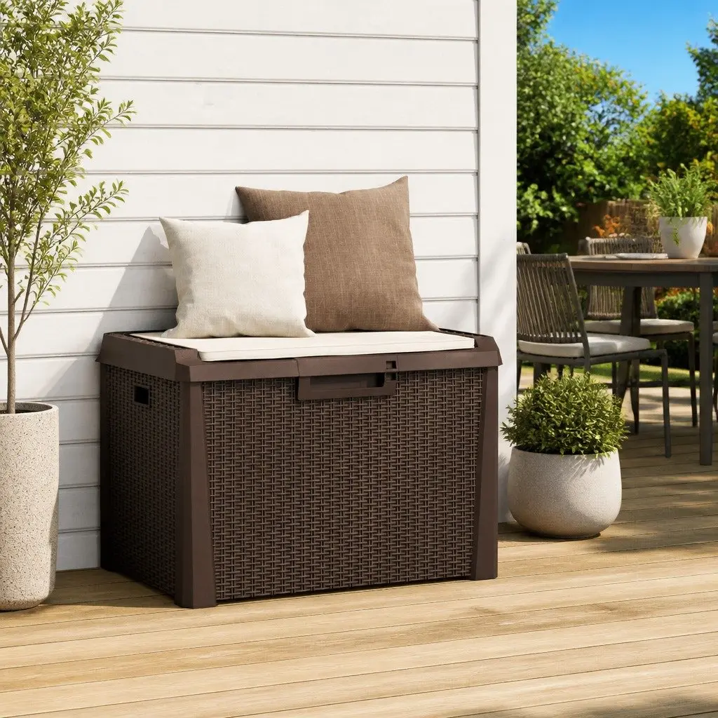 Garden Storage Box Outdoor Seating 125L Brown