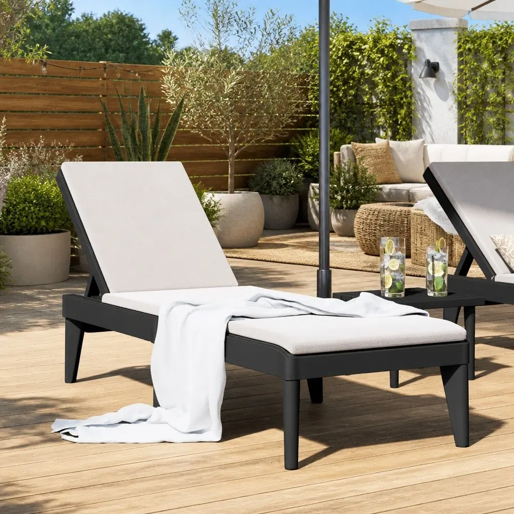 Sun Lounger Adjustable Reclining Chair Outdoor Garden Patio Anthracite 186 x 60 x 29 cm