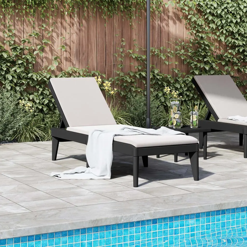 Sun Lounger Adjustable Reclining Chair Outdoor Garden Patio Anthracite 186 x 60 x 29 cm