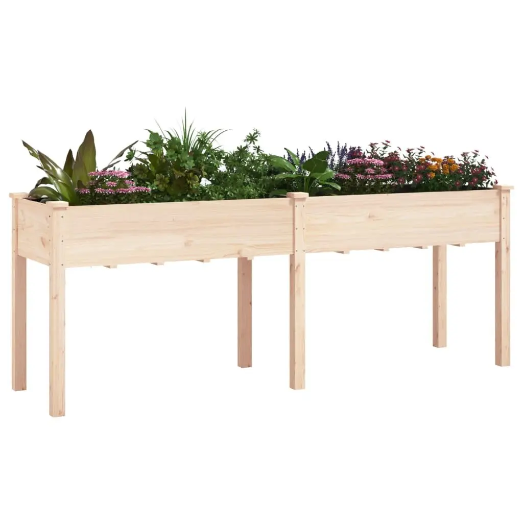 Wooden Planter Raised Bed 203x53x76 cm Garden Fir Wood Brown