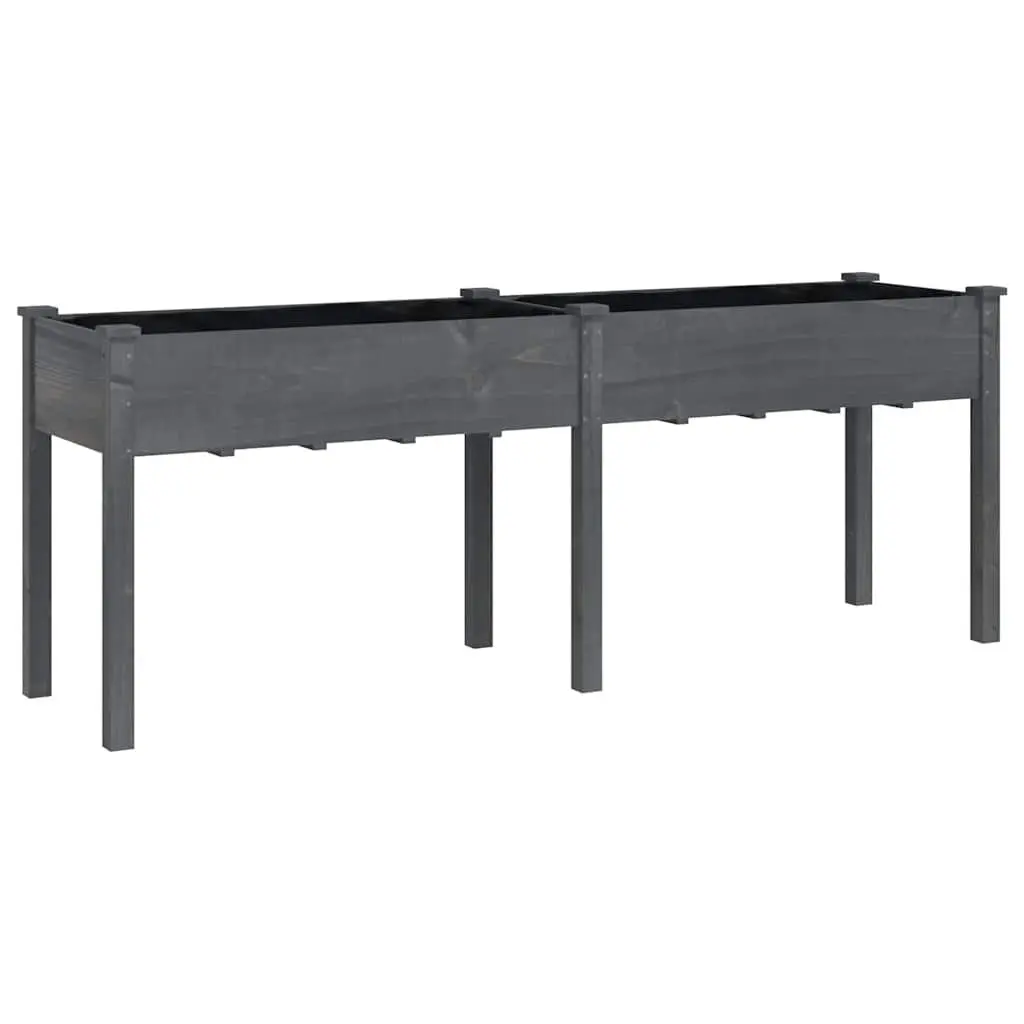 Wooden Planter Box Raised Bed Outdoor Garden Flower Pot Grey 203 x 53 x 76 cm