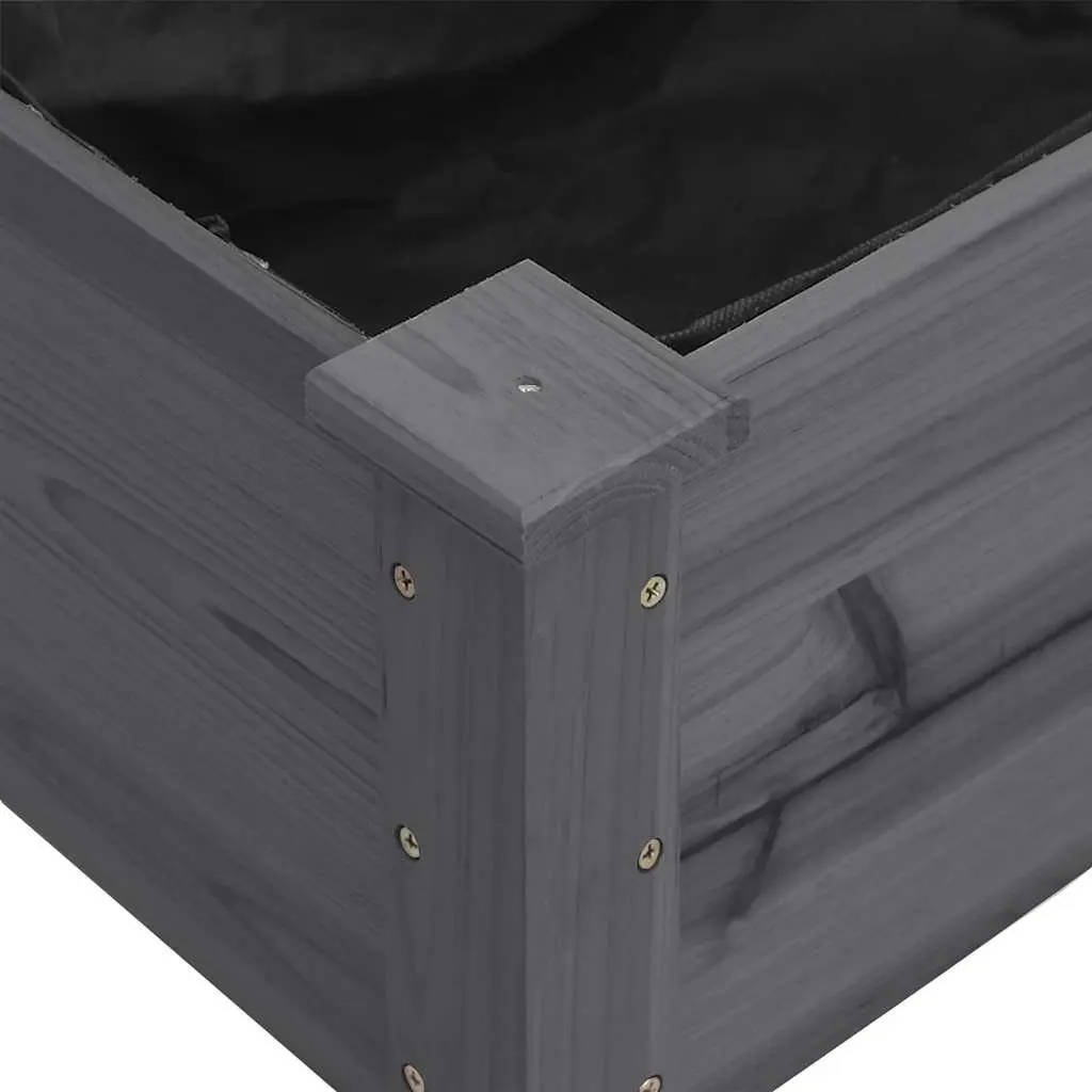 Wooden Planter Box Raised Bed Outdoor Garden Flower Pot Grey 203 x 53 x 76 cm