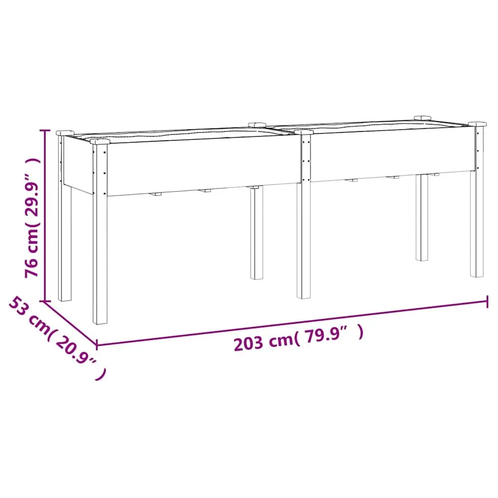 Wooden Planter Box Raised Bed Outdoor Garden Flower Pot Grey 203 x 53 x 76 cm