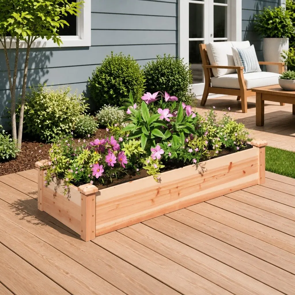Garden Raised Bed for Vegetables Herbs Flowers 120x45x25 cm Brown Solid Wood Planter Box