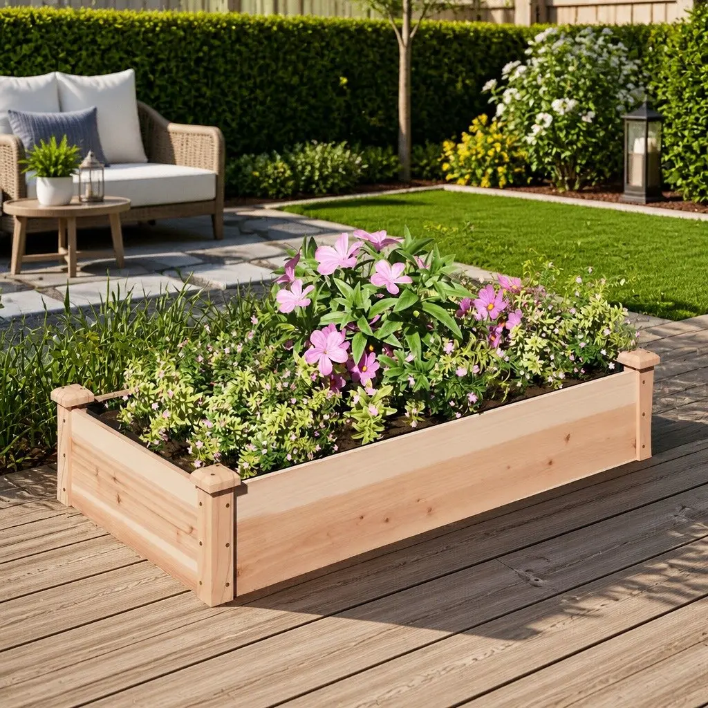 Garden Raised Bed 120x60x25 cm Brown Solid Fir Planter Box