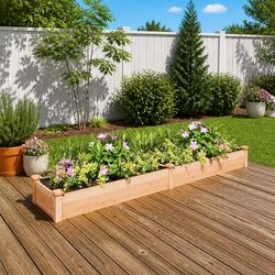 Warm and Reliable Solid Wood Garden Raised Bed 240x45x25 cm