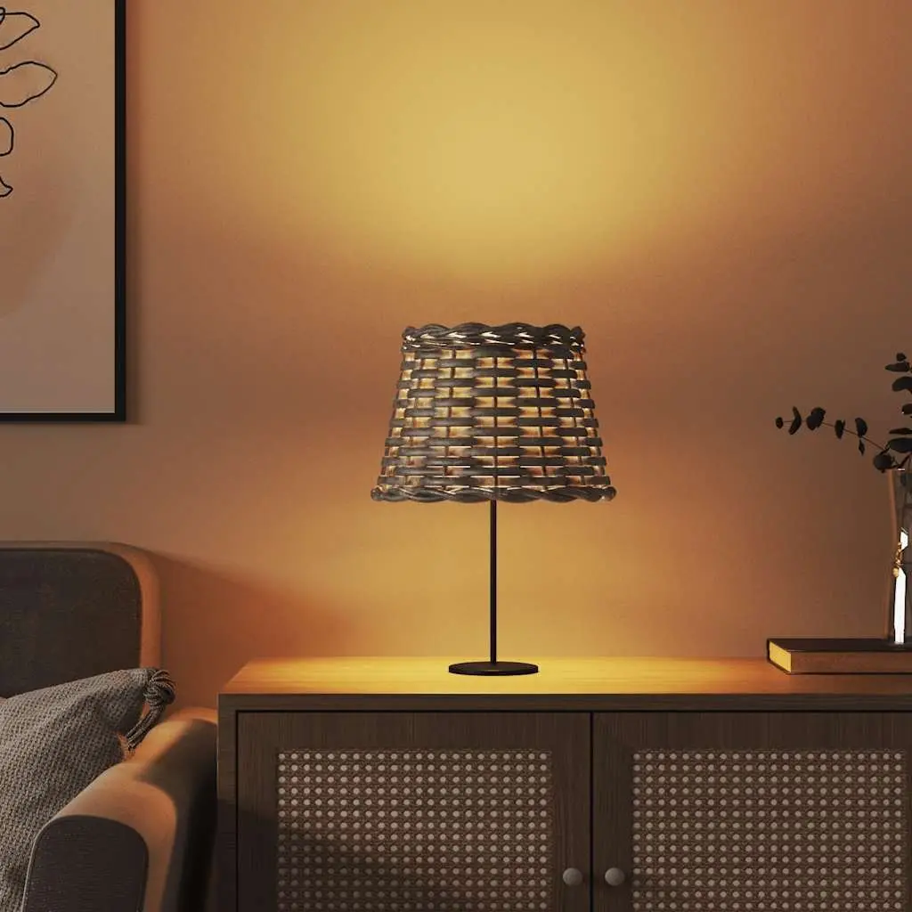 Wicker Lamp Shade Brown Ceiling Table Light Fixture 20 cm Diameter 15 cm Height Natural Handcrafted Home