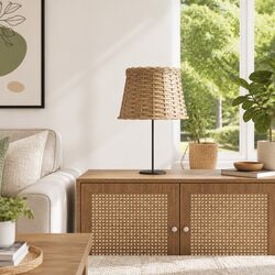 Practical Brown Wicker Lamp Shade for Cozy Ambiance