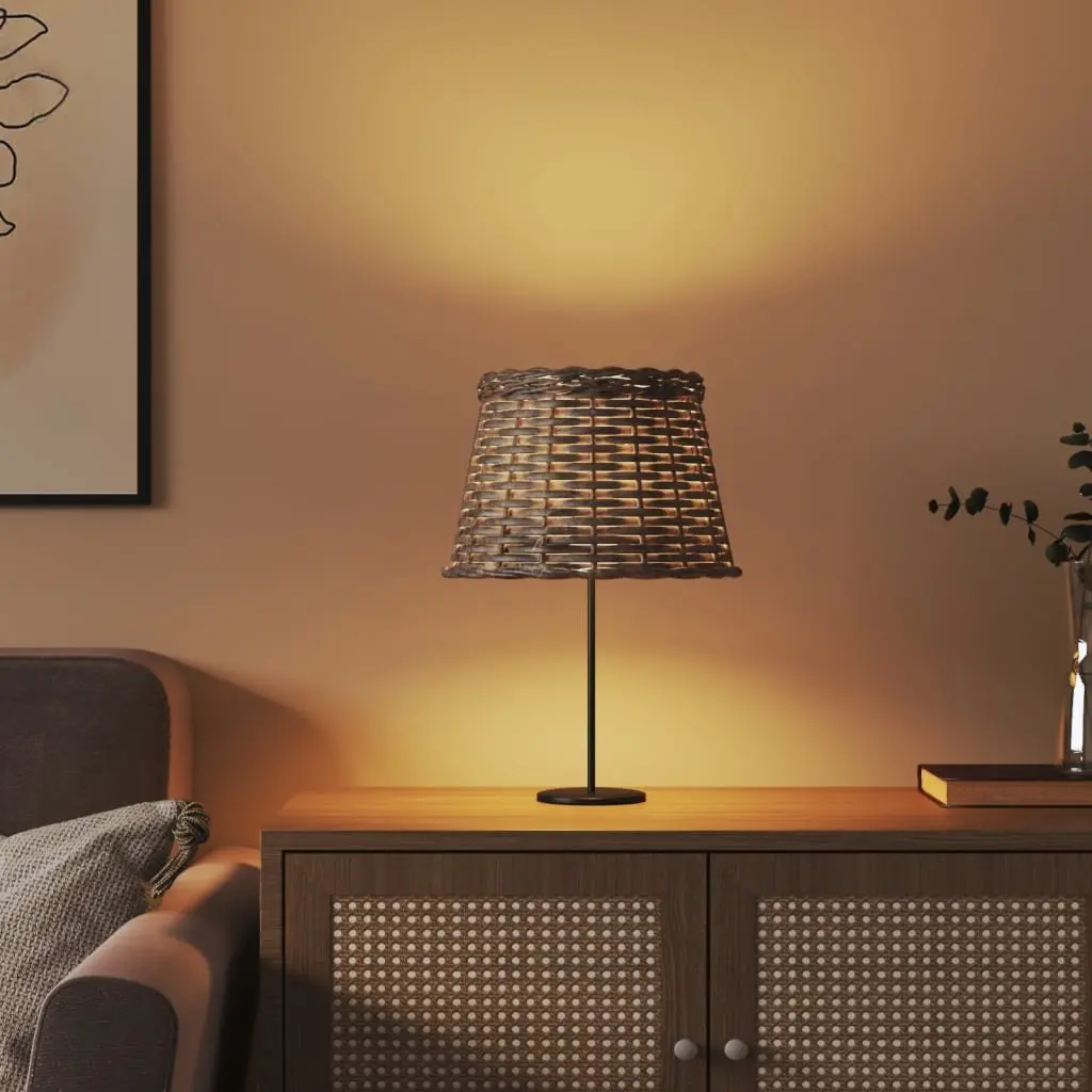 Wicker Lamp Shade Brown Ceiling Light Ø25x17cm Home Decor