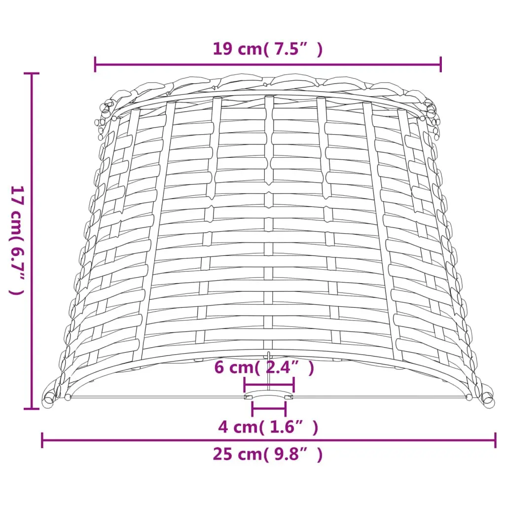 Wicker Lamp Shade Brown Ceiling Light Ø25x17cm Home Decor