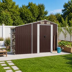 Reliable Brown Outdoor Storage Shed for Your Garden Needs