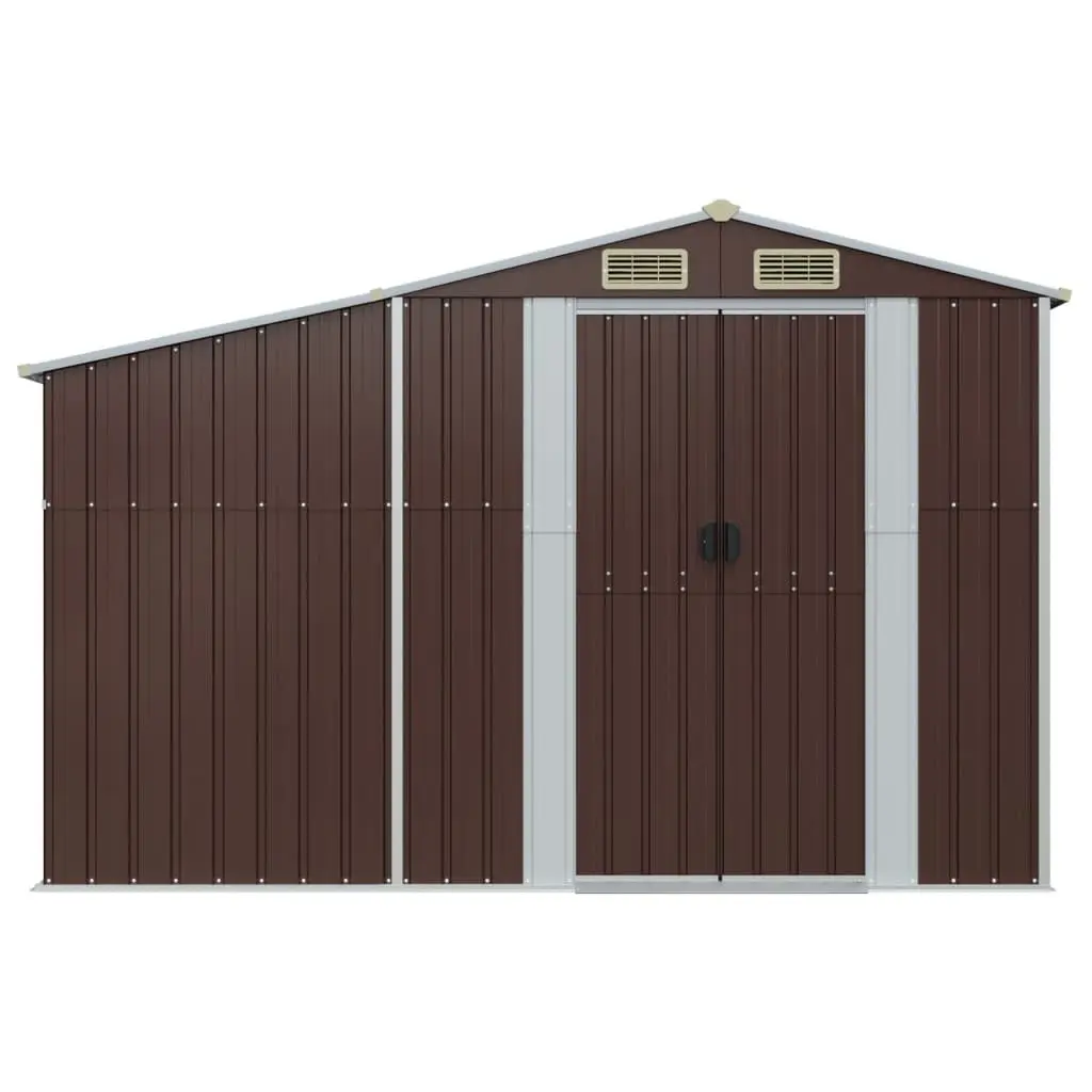Garden Shed Outdoor Storage Galvanised Steel 277x93x179 cm Brown