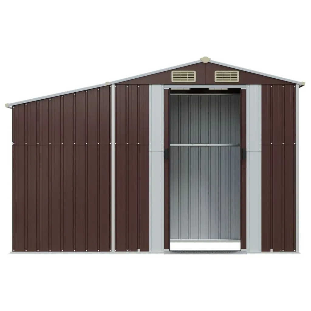 Garden Shed Outdoor Storage Galvanised Steel 277x93x179 cm Brown