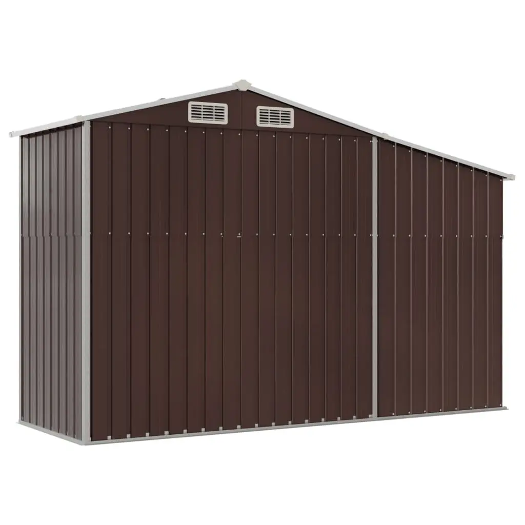 Garden Shed Outdoor Storage Galvanised Steel 277x93x179 cm Brown