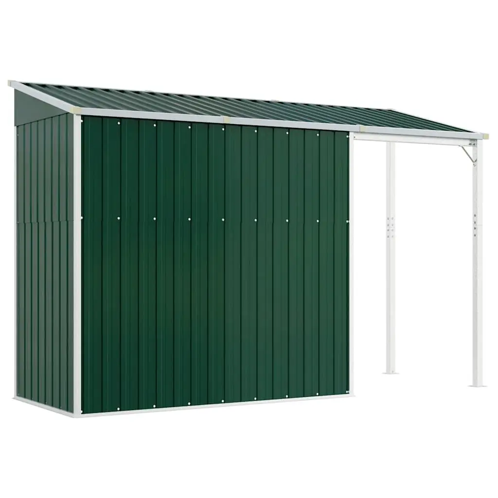 Garden Shed Extended Roof Storage Tool House 277x107x181cm Green Steel