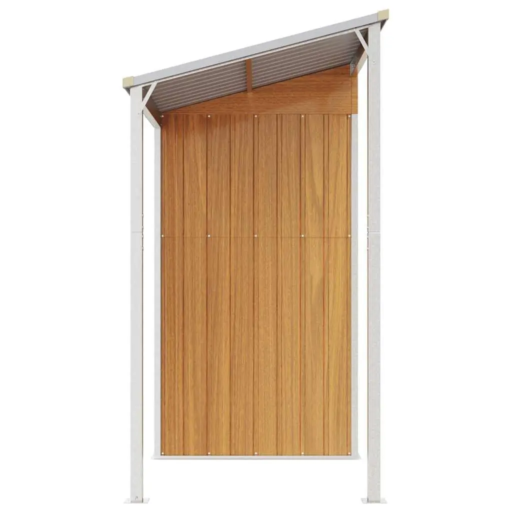 Garden Shed Extended Roof Storage Tool House 277 x 107 x 181 cm Brown Steel