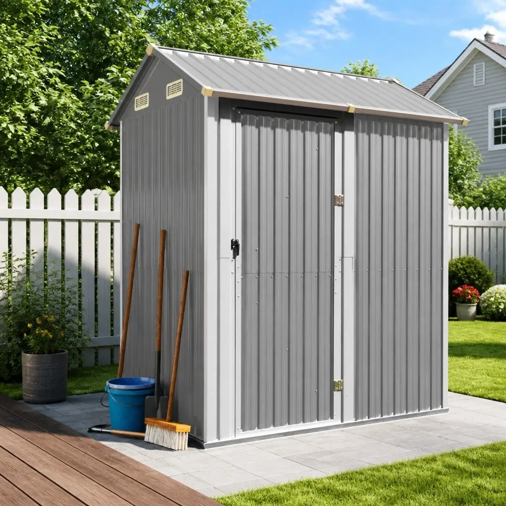 Garden Shed Grey 192x152.5x237cm for Storage Solutions