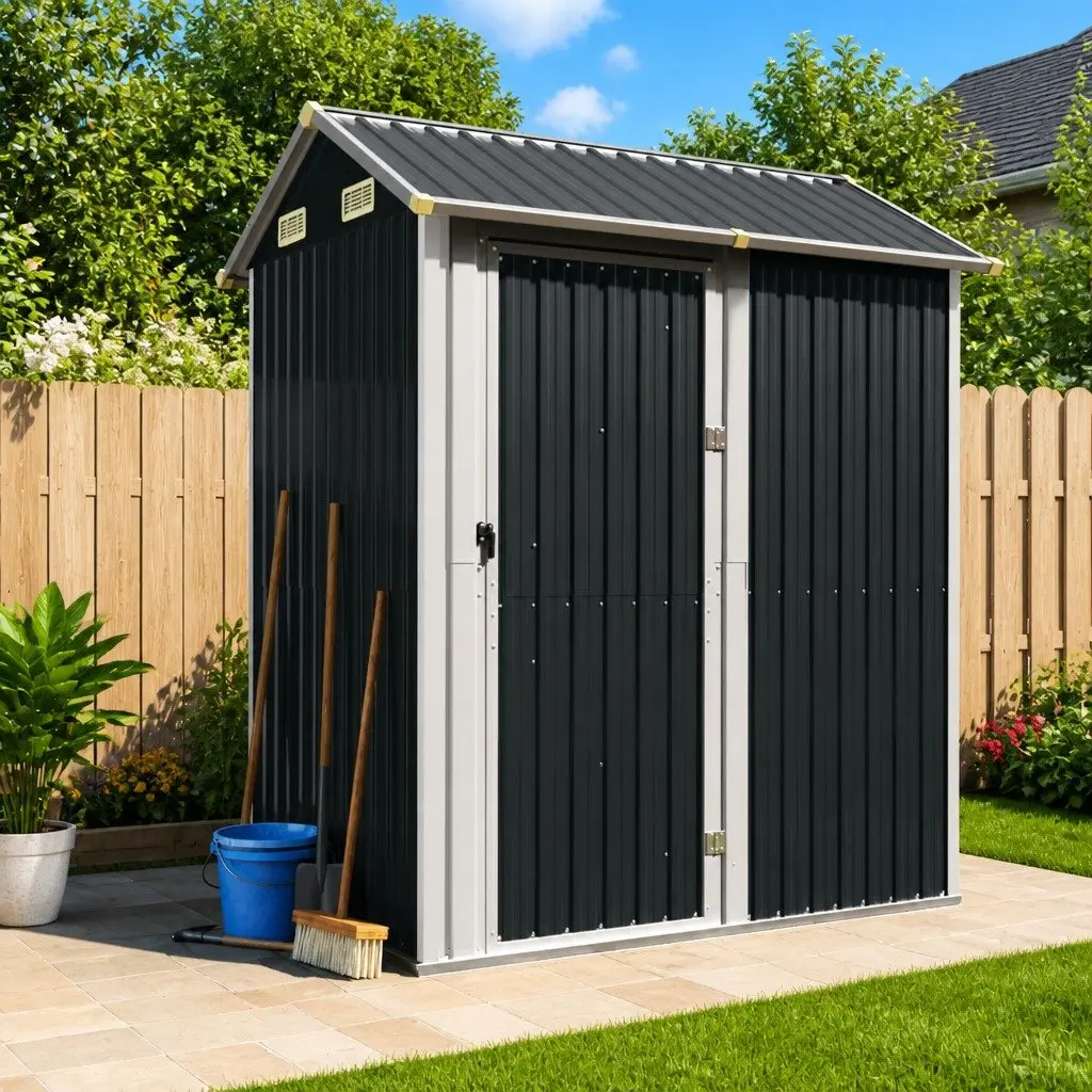 Garden Shed Outdoor Storage 192x152.5x237 cm Galvanised Steel Anthracite