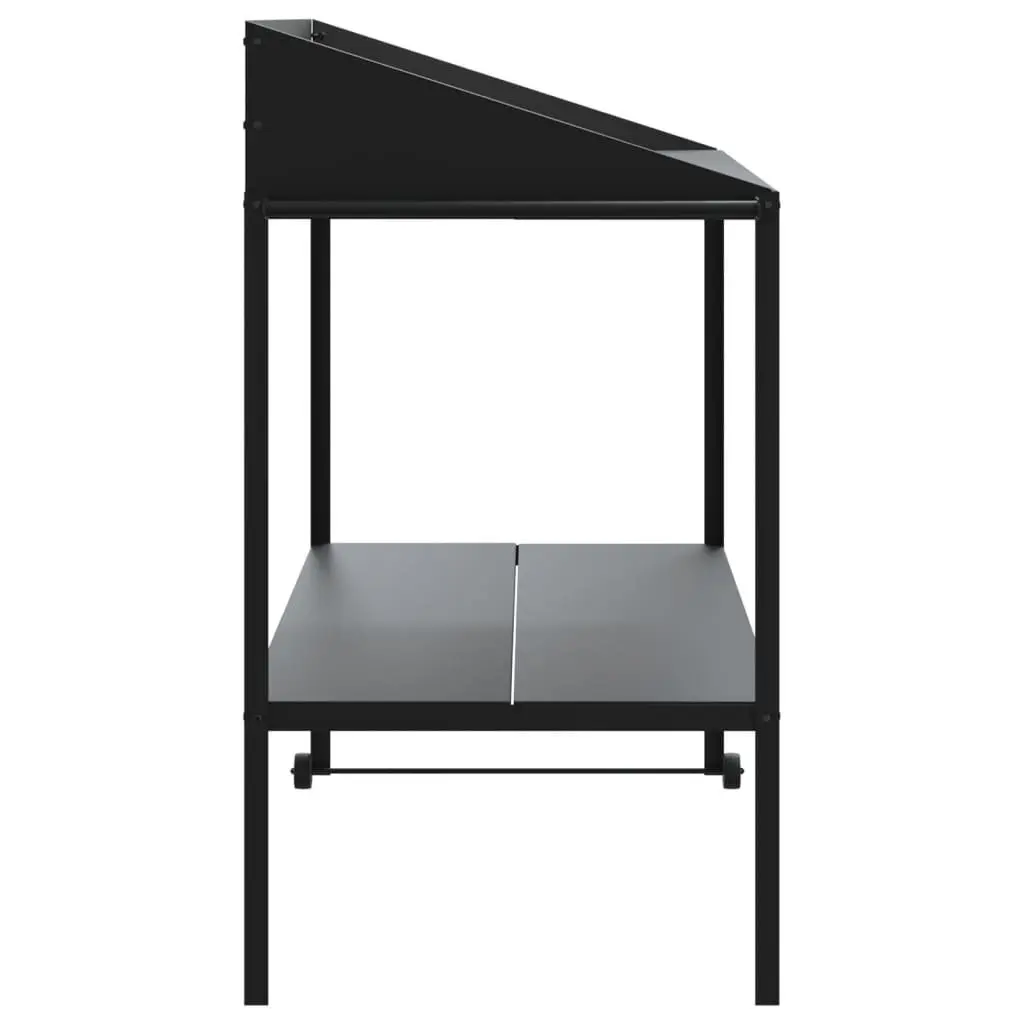 Plant Stand Two Tier 100x54.5x100cm Anthracite Galvanised Steel Wheels Side Handle