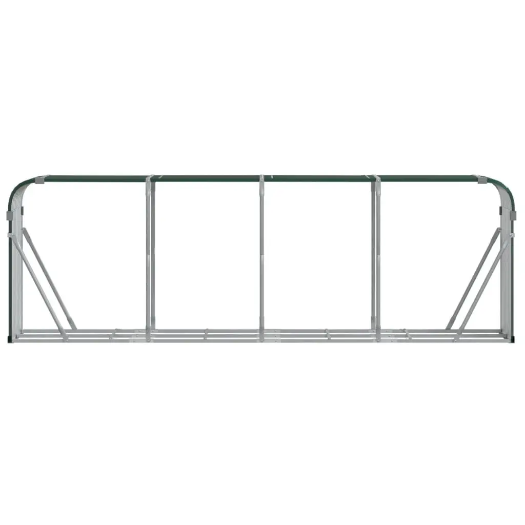 Log Holder Firewood Rack Storage Galvanised Steel Green Outdoor Indoor 300 x 45 x 100 cm