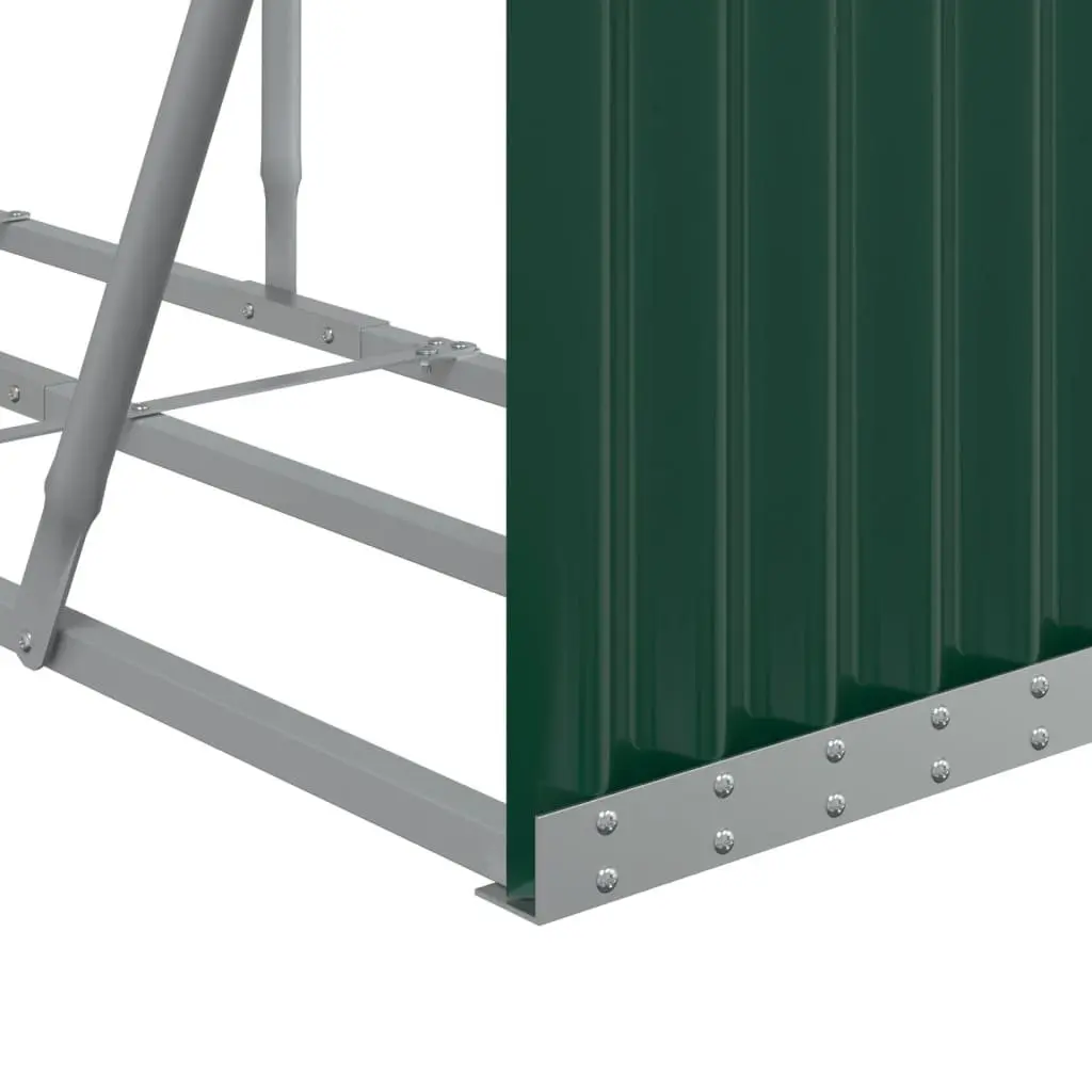 Log Holder Firewood Rack Storage Galvanised Steel Green Outdoor Indoor 300 x 45 x 100 cm