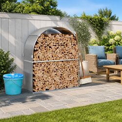 Reliable Galvanised Steel Log Holder for Firewood Storage